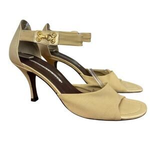 Donald J Pliner Womens Champagne Ivory Open Toe Sandals High Heels Shoes 7.5 N